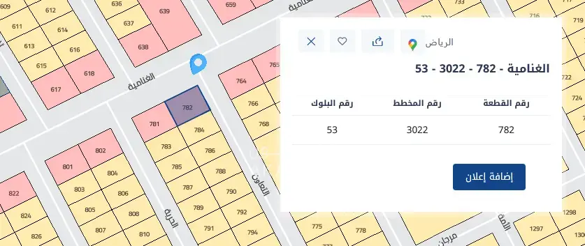 ارض للبيع في حي الغنامية